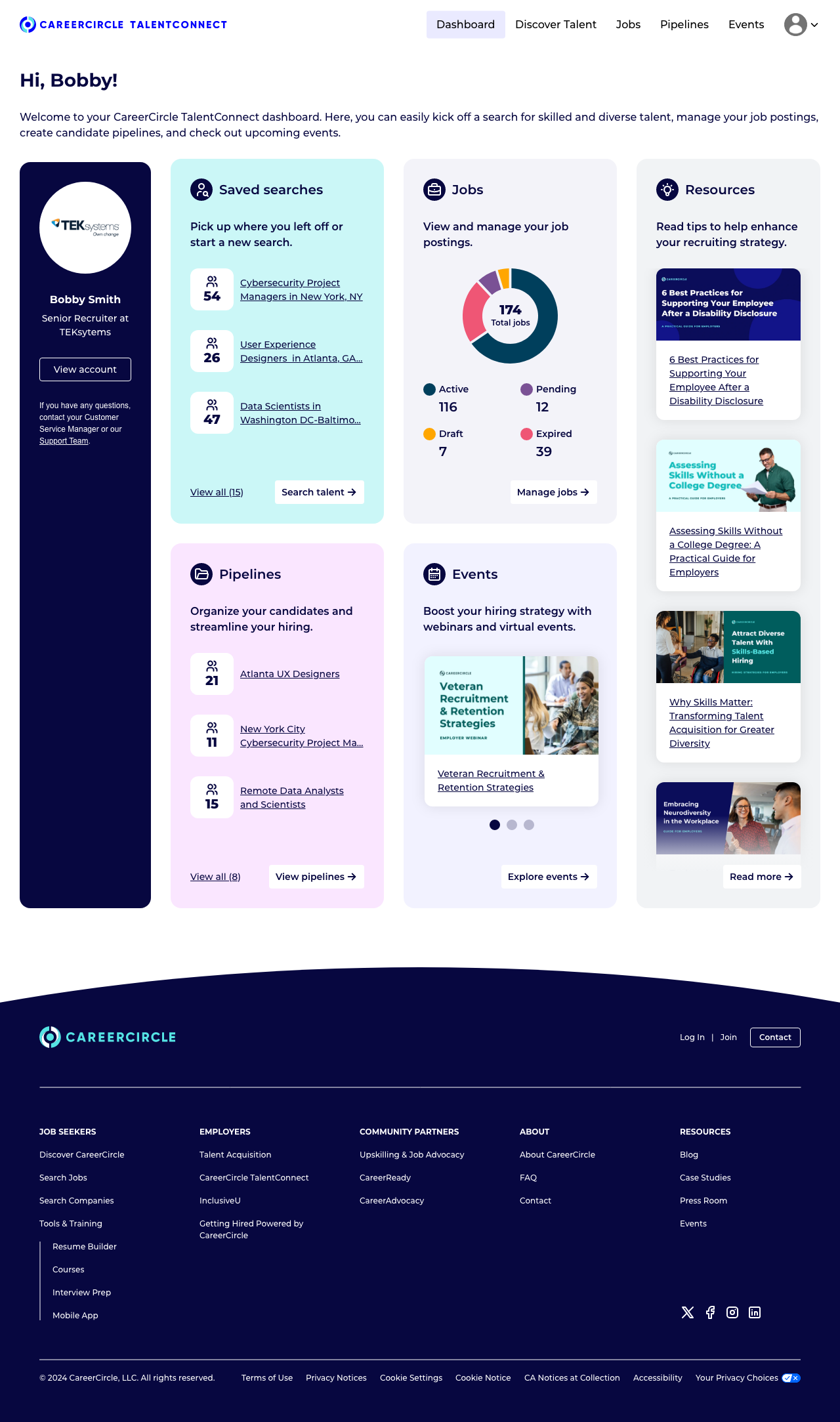 CareerCircle TalentConnect dashboard