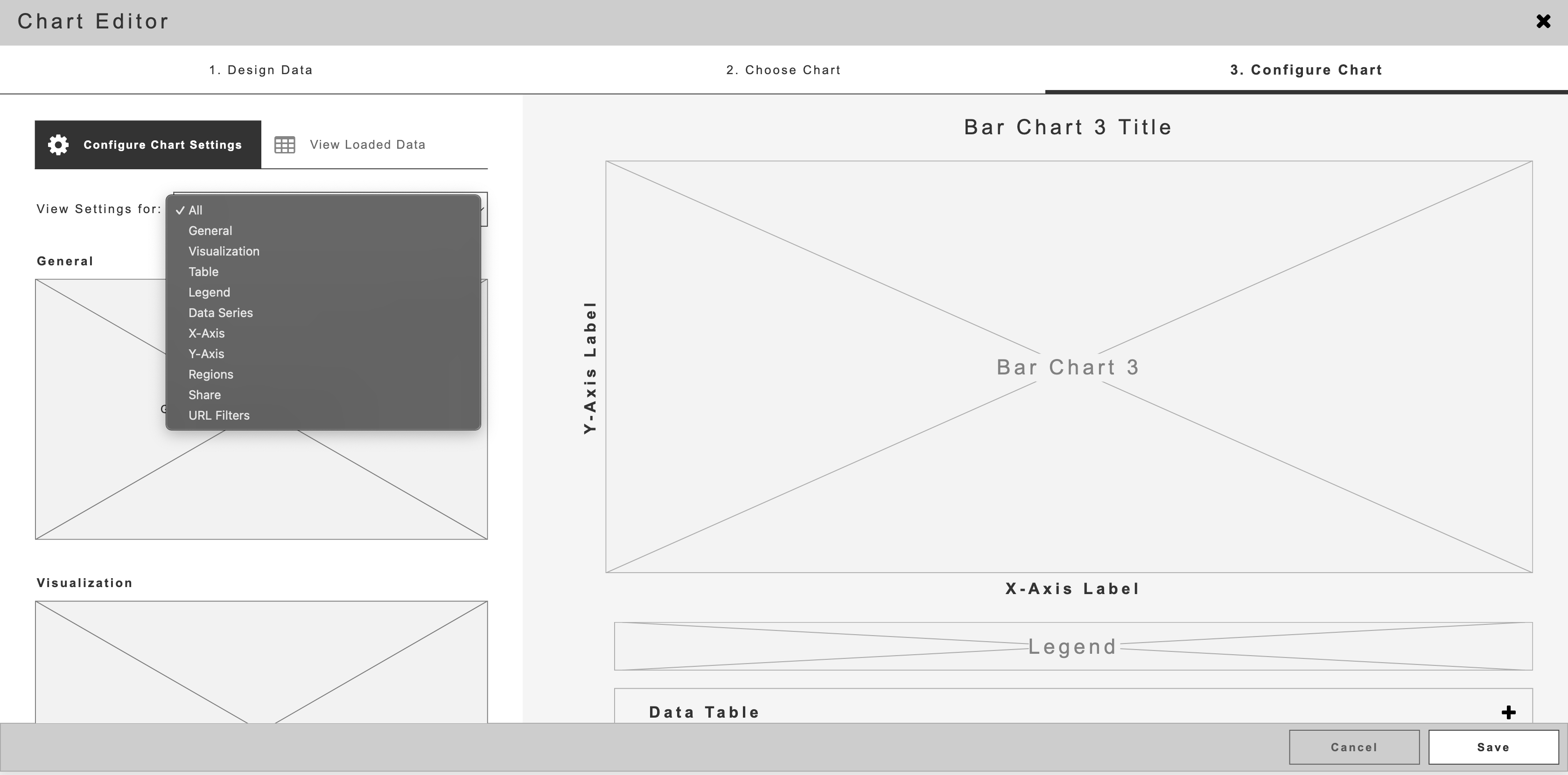 CDC Data Visualization Editor wireframe